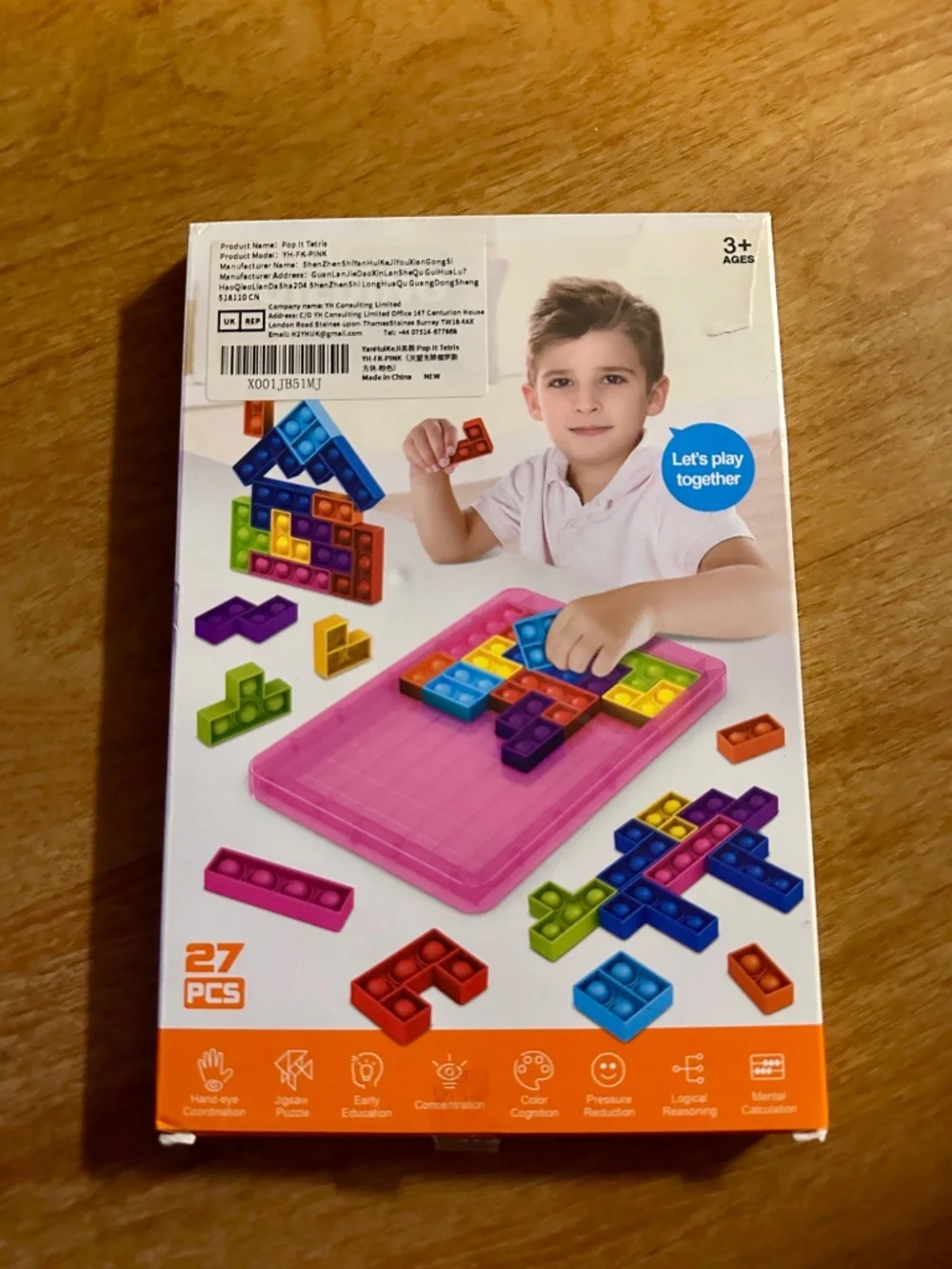 NWT Pop It Tetris Puzzle Fidget Toy 27-Piece Building Block Sensory Game
